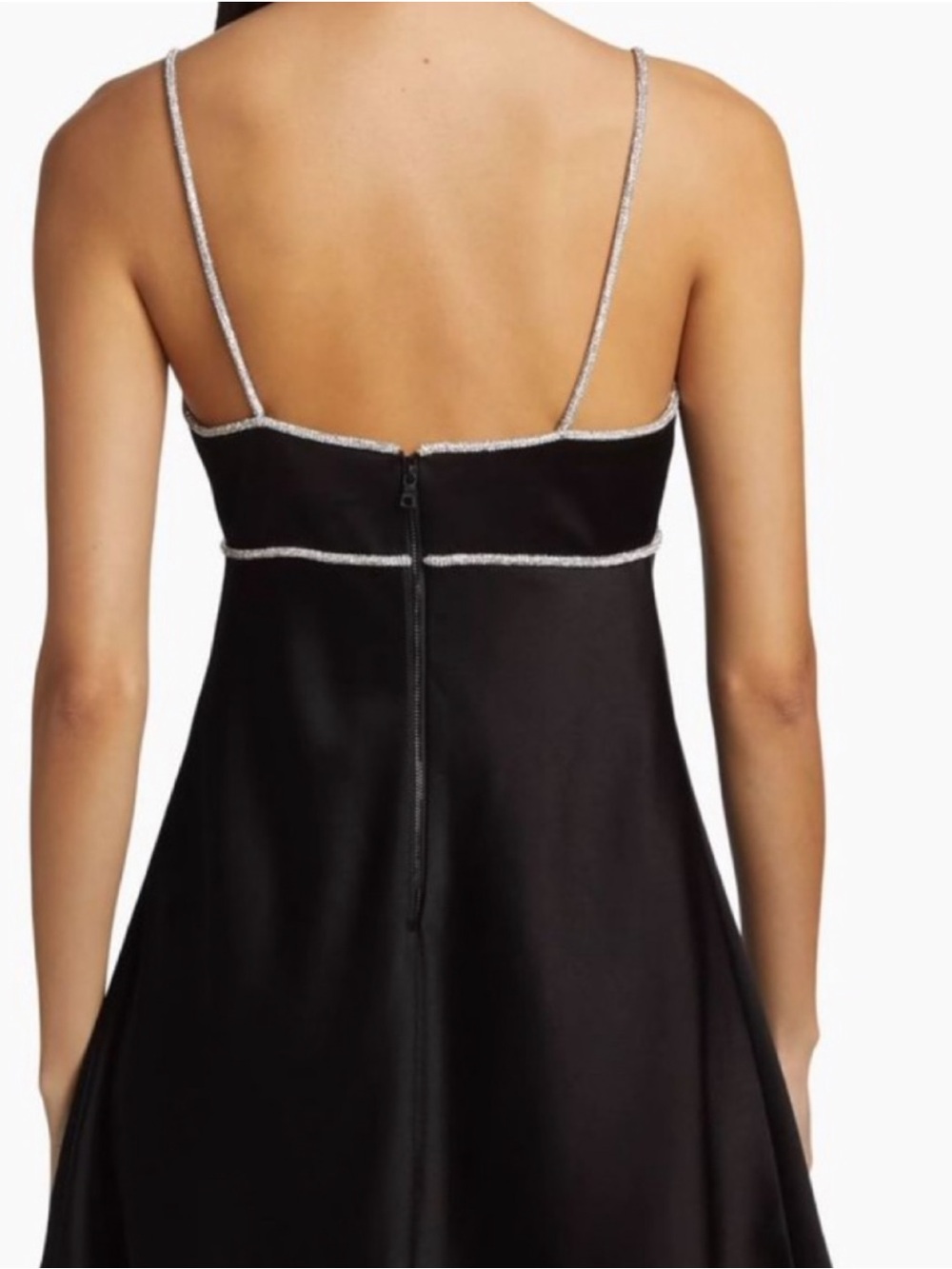 NWT Alice + Olivia Black Dress with Rhinestone Trim - Picture 2 of 2